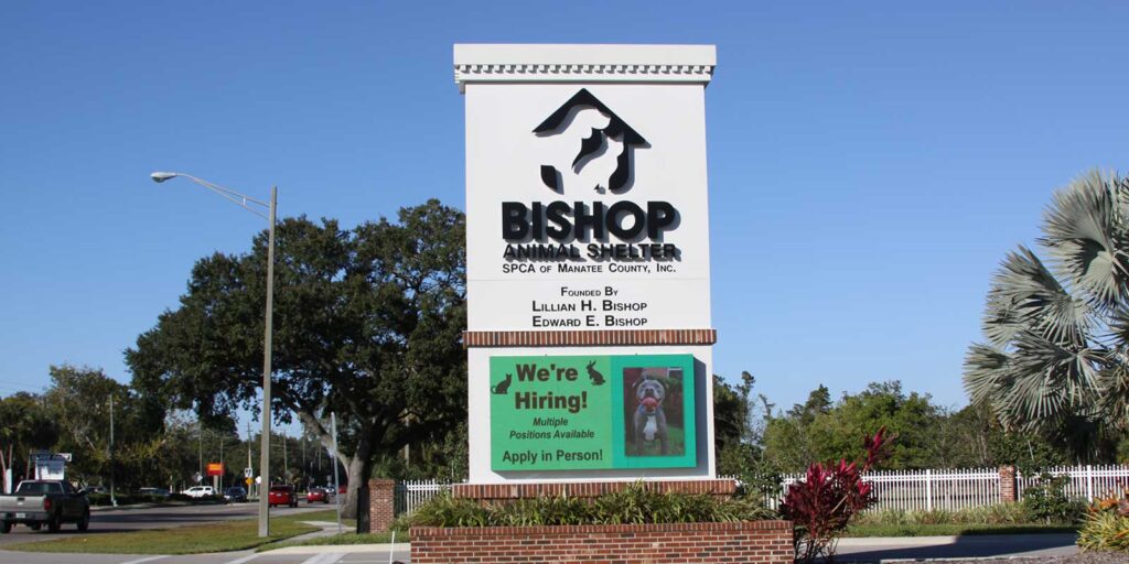 Bishop Animal Shelter Bradenton - Freestanding monument sign with LED message board