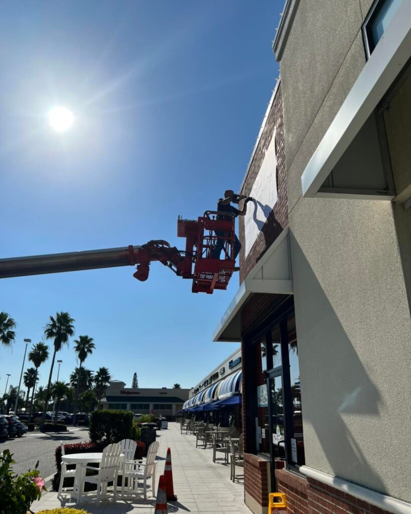 Florida Sign Company prepare for the Teriyaki Cove restaurant sign