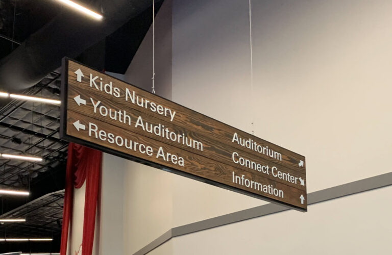 Interior Signage - Church wayfinding sign