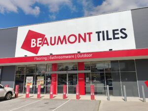 Beaumont Tiles storefront - Flooring Store Signs post