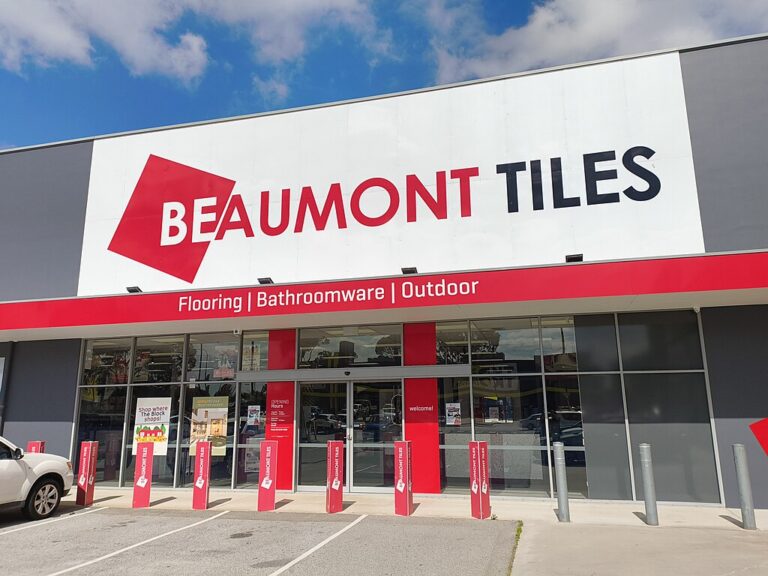 Beaumont Tiles storefront - Flooring Store Signs post