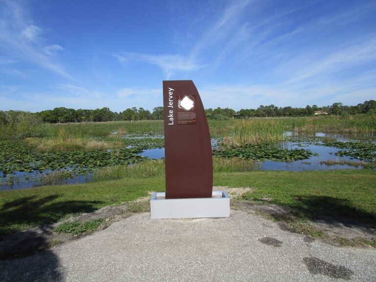 Lake Jervey monument sign - Public Park Signs post